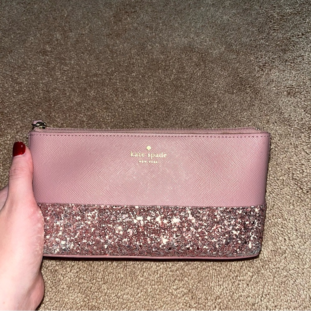 Kate Spade Makeup Bag Sparkle Mauve Color